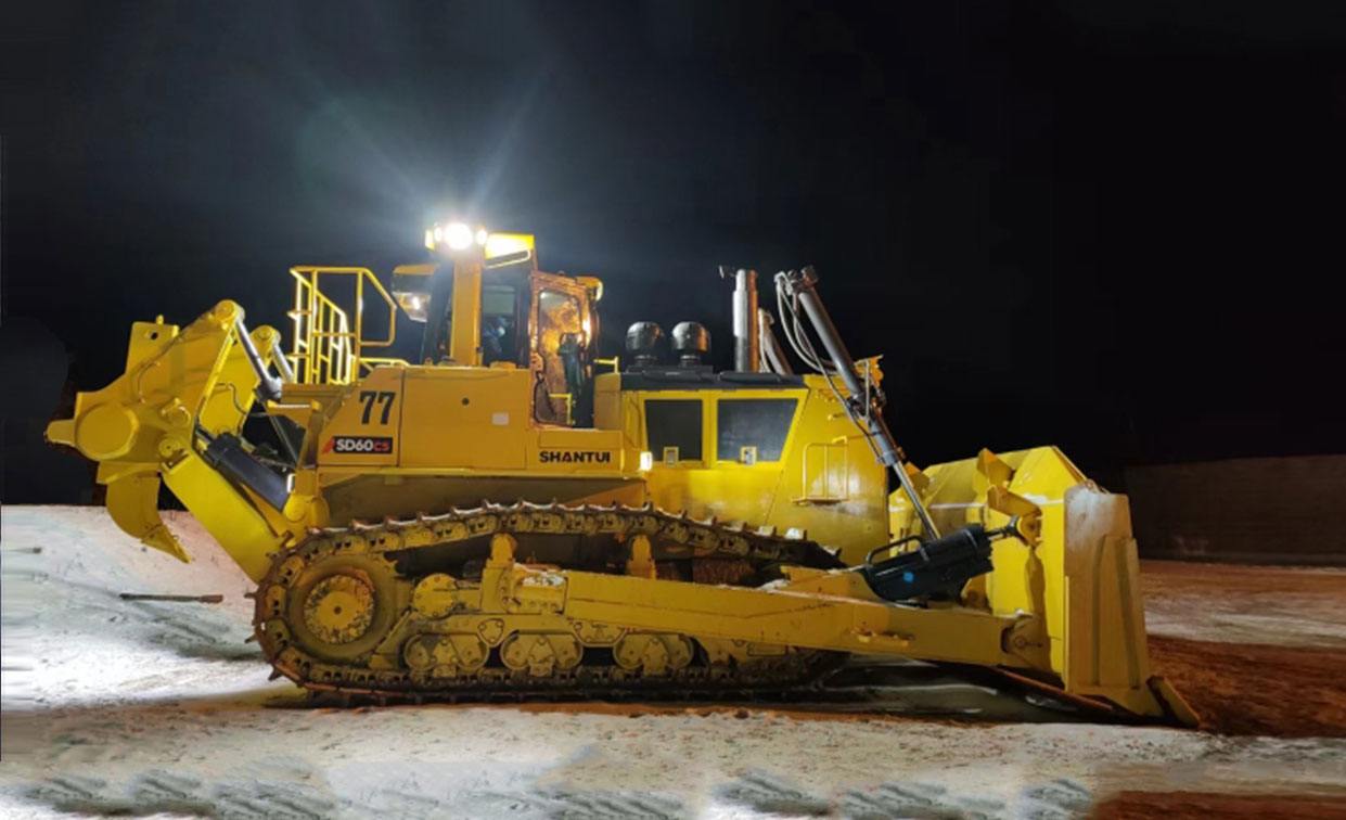 Shantui SD60-C5 bulldozer works on a mining site in Uzbekistan